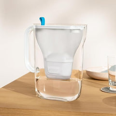 BRITA Style Water Filter Jug Blue (2.4L) incl. 1x MAXTRA PRO All-in-1 cartridge - fridge-fitting design jug with smart LED-LTI and Flip-Lid - now in sustainable Smart Box packaging