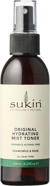 Sukin Signature Hydrating Mist Toner 125ml - Alcohol Free with Chamomile & Rosewater; Cruelty Free & Vegan Friendly - soothes, purifies & Cools Tired Skin.