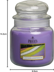 Price's - Lavender & Lemongrass Medium Jar Candle - Sweet, Delicious, Quality Fragrance - Long Lasting Scent - Up to 90 Hour Burn Time