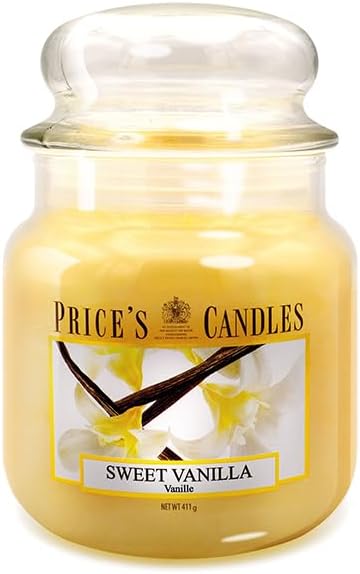 Price's - Sweet Vanilla Medium Jar Candle - Sweet, Delicious, Quality Fragrance - Long Lasting Scent - Up to 90 Hour Burn Time - Ideal for All Occasions