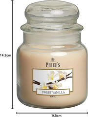 Price's - Sweet Vanilla Medium Jar Candle - Sweet, Delicious, Quality Fragrance - Long Lasting Scent - Up to 90 Hour Burn Time - Ideal for All Occasions
