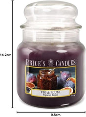 Price's - Fig & Plum Medium Jar Candle - Sweet, Delicious, Quality Fragrance - Long Lasting Scent - Up to 90 Hour Burn Time