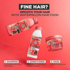 Garnier Hair Food 3-In-1 Fine Hair Treatment Mask, 4x More Plumped Hair, For Fine Hair, No Silicones, Vegan Formula, Watermelon, Ultimate Blends, 400ml (Packaging may vary)