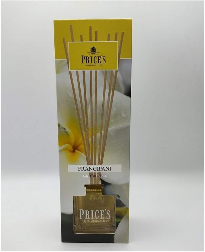 Price's - Frangipani Reed Diffuser - 100ml - Floral, Sweet, Quality Fragrance - Long Lasting Scent [Energy Class A+]