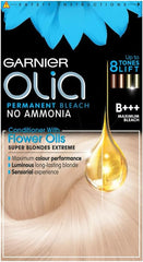 Garnier Olia Permanent Hair Dye, No Ammonia, Full Grey Coverage, Long-lasting Colour & Shine, Vegan Formula, Colour: B+++ Maximum Bleach Blonde, 230g