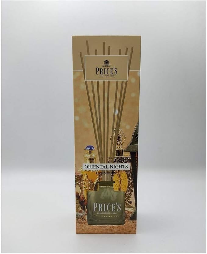 Price's Candles Glass 8 Stick Diffuser - Various Fragrances - 100ml - Permanent Fino 4 Week - Reality Brand Made in Italy