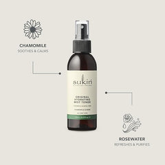 Sukin Signature Hydrating Mist Toner 125ml - Alcohol Free with Chamomile & Rosewater; Cruelty Free & Vegan Friendly - soothes, purifies & Cools Tired Skin.
