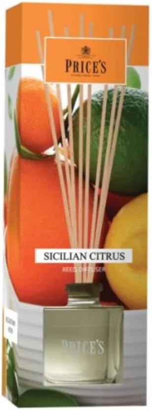 Price's - Sicilian Citrus Reed Diffuser - 100ml - Sweet, Delicious, Quality Fragrance - Long Lasting Scent