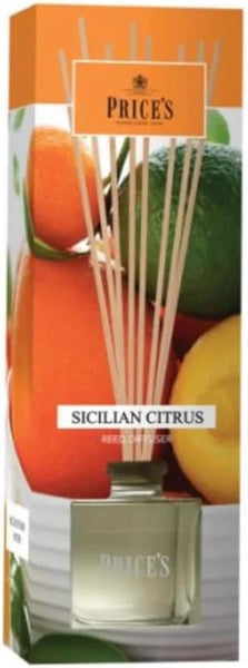 Price's - Sicilian Citrus Reed Diffuser - 100ml - Sweet, Delicious, Quality Fragrance - Long Lasting Scent