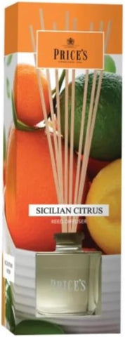 Price's - Sicilian Citrus Reed Diffuser - 100ml - Sweet, Delicious, Quality Fragrance - Long Lasting Scent