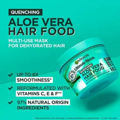 Garnier Hair Food Multi-use Hair Treatment Mask, Offers 8x More Hydration, Ideal for Dehydrated hair, No Silicones, Vegan Formula, Aloe Vera, Ultimate Blends, 400ml