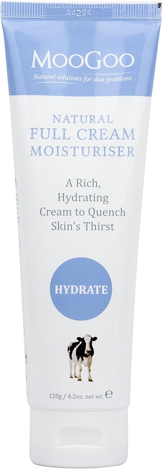 MooGoo Natural Full Cream Moisturizer - Ultra-Hydrating Repair for Dry, Itchy, Sensitive Skin - Cruelty Free Mens and Womens Moisturizing for Face and Body - 120g
