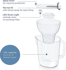 BRITA Style XL Water Filter Jug Grey (3.6L) incl. 1x MAXTRA PRO All-in-1 cartridge - large volume design jug with smart LED-LTI and Flip-Lid - now in sustainable Smart Box packaging