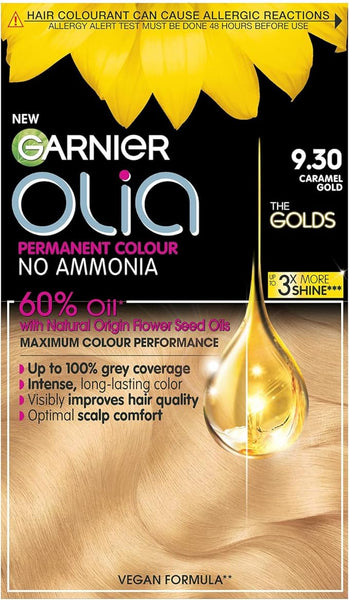 Garnier Olia Gold 9.30, No Ammonia Permanent Hair Dye, Caramel Gold, 6 Count (Pack of 1)