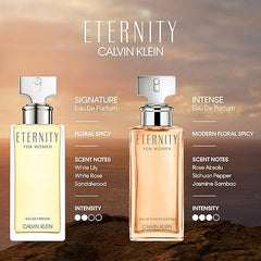 CALVIN KLEIN Eternity - Eau de Parfum Intense for Women - Floral Spicy Fragrance with Notes of Turkish Rose Absolute, Sichuan Pepper and Jasmine Absolute Sambac - High Longevity