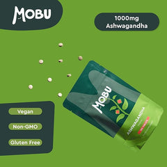 MOBU-Ashwagandha 1000mg 120 Tablets | High Strength Ashwagandha Supplement | Ayurvedic | GMP Approved | Vegan | Letterbox Friendly | MOBU UK