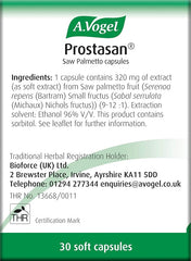 A.Vogel Prostasan Saw Palmetto Capsules for Men with Enlarged Prostate Symptoms | Frequent Urination & Weak Flow Relief | 1-a-Day | 30 Capsules