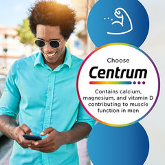 Centrum Men 50+ Multivitamin Tablets for Men, Vitamins with 23 Essential Nutrients, including Vitamin C, D and Zinc, 60 ct (Packaging and Tablet colour may vary slightly)