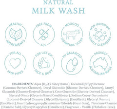 MooGoo Face and Body Milk Wash - A gentle, non-irritating cleanser formula for dry, sensitive skin - Suitable for all ages (baby to adult) and skin types - A phthalate free cleanser for men and women