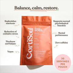 Free Soul CortiSoul with KSM-66® Ashwagandha, L-theanine, Magnesium & Reishi Mushrooms | Nutrient-Rich Superfoods, Adaptogens & Vitamins | Vegan | 30 Servings | Cortisol | Tropical Twist Flavour