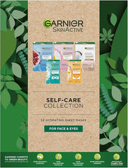 Garnier Sheet Masks Self-Care Collection, Gift Set With 5 Face & Eye masks, Pampering Beauty Gift For Her, Christmas Gifts for Men & Women, Vegan & Biodegradable Sheet Masks