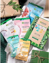 Garnier Sheet Masks Self-Care Collection, Gift Set With 5 Face & Eye masks, Pampering Beauty Gift For Her, Christmas Gifts for Men & Women, Vegan & Biodegradable Sheet Masks