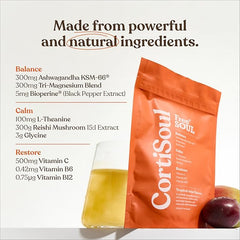 Free Soul CortiSoul with KSM-66® Ashwagandha, L-theanine, Magnesium & Reishi Mushrooms | Nutrient-Rich Superfoods, Adaptogens & Vitamins | Vegan | 30 Servings | Cortisol | Tropical Twist Flavour