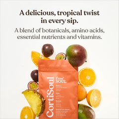 Free Soul CortiSoul with KSM-66® Ashwagandha, L-theanine, Magnesium & Reishi Mushrooms | Nutrient-Rich Superfoods, Adaptogens & Vitamins | Vegan | 30 Servings | Cortisol | Tropical Twist Flavour