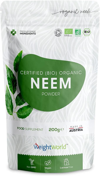 WeightWorld Neem Powder Organic Fresh Neem Leaves Powder for Skin Mask, Hair Mask & Drinks - Ideal for Oral Health & Immunity, 200gm