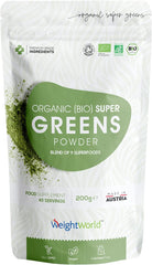 WeightWorld Organic Super Greens Powder 200g (40 Servings) – Vitamins & Mineral Rich Green Powder - Soil Association Certified - Blend of Greens and Superfood Powder - GMO Free & Alkaline Superfood Powder