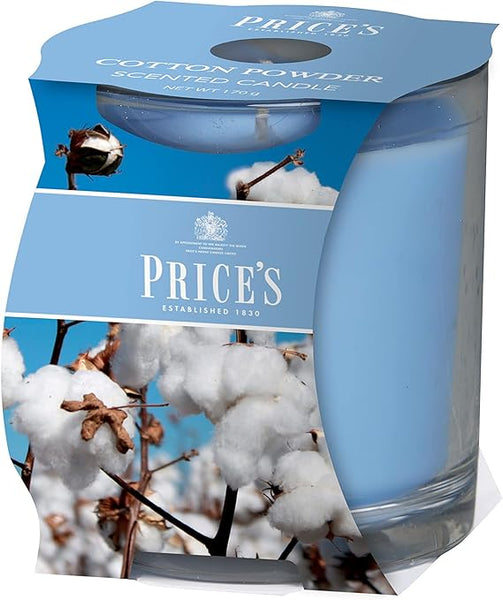 Price's - Cotton Powder Jar Candle - Fresh, Delightful, Quality Fragrance - Long Lasting Scent - Up to 45 Hour Burn Time [Energy Class A]