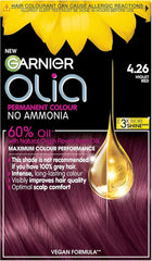 Olia Permanent Hair Dye, Up to 100% Grey Hair Coverage, No Ammonia, 60% Oils, Bold 4.26 Rose Violet