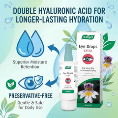 A.Vogel Extra Moisturising Eye Drops - Preservative-Free Lubricating Eye Drops for Dry Eyes - Dual Hyaluronic Acid for Long-Lasting Hydration - Contact Lens Friendly (10ml)