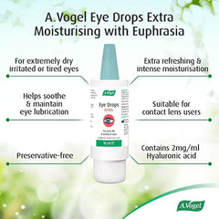 A.Vogel Extra Moisturising Eye Drops - Preservative-Free Lubricating Eye Drops for Dry Eyes - Dual Hyaluronic Acid for Long-Lasting Hydration - Contact Lens Friendly (10ml)