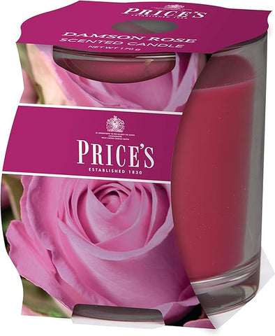 Price's - Damson Rose Jar Candle - Elegant, Flowery, Quality Fragrance - Long Lasting Scent - Up to 45 Hour Burn Time [Energy Class A]
