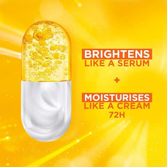 Garnier Vitamin C Serum Cream, 2in1 Formula With 20% Vitamin C serum & SPF 25 Moisturiser, Hydrate & Reveal Bright Glowing Skin, Organic & Vegan Formula, 50ml