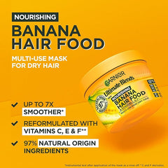 Garnier Hair Food Multi-use Hair Treatment Mask, Nourishes and Conditions, Ideal for Dry Hair, No Silicones, Vegan Formula, Banana, Ultimate Blends, 400ml