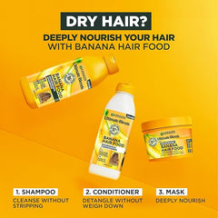 Garnier Hair Food Multi-use Hair Treatment Mask, Nourishes and Conditions, Ideal for Dry Hair, No Silicones, Vegan Formula, Banana, Ultimate Blends, 400ml