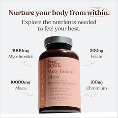 Free Soul Myo-Inositol Ultra Supplement | 4,000mg Myo-Inositol, 200ug Folate, 100ug Chromium Plus 10,000mg Maca for Women | Supplements for Women | Vegan & Gluten-Free | 120 Tablets