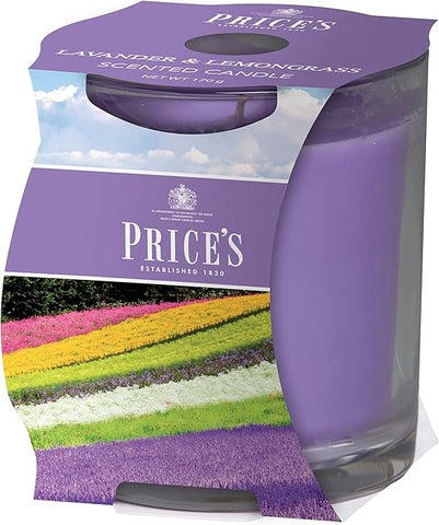 Price's - Lavender & Lemongrass Jar Candle - Fresh, Sweet, Gorgeous Fragrance - Long Lasting Scent - Up to 45 Hour Burn Time [Energy Class A]