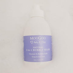MooGoo 2-in-1 Bubbly Wash - A gentle cleansing baby bubble bath, body wash and baby shampoo - Great for sensitive and delicate baby skin - vegan, cruelty-free, fragrance-free, and SLS-free formula