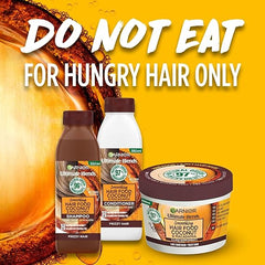 Garnier Shampoo & Conditioner Set by Ultimate Blends, Smoothing Coconut Hair Food For Curly and Frizzy Hair, 98 Percent Natural Origin Ingredients,3 x 350ml Shampoo and 3 x 350ml Conditioner