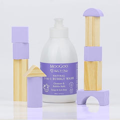 MooGoo 2-in-1 Bubbly Wash - A gentle cleansing baby bubble bath, body wash and baby shampoo - Great for sensitive and delicate baby skin - vegan, cruelty-free, fragrance-free, and SLS-free formula