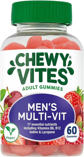 Chewy Vites Men Multivitamin Advance 60 Gummy Vitamins 12 Essential Nutrients Real Fruit Juice Vegan