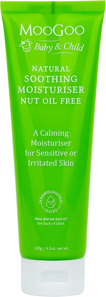 MooGoo Soothing Moisturizer Nut Oil Free - A gentle, nourishing, moisturizing cream for delicate & sensitive baby skin - cruelty-free, paraffin-free, dairy-free natural moisturizer for face & body