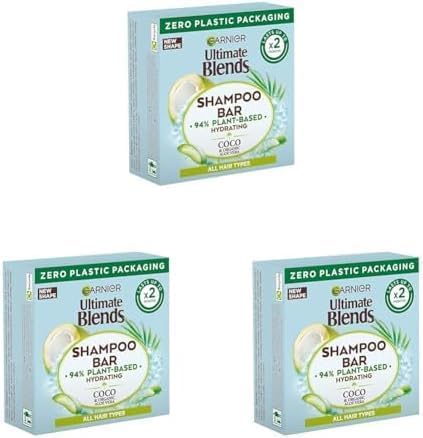 Garnier Ultimate Blends Coconut Hydrating Shampoo Bar with Aloe Vera for Normal Hair, 60 g (Pack of 3)