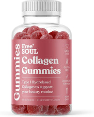 Free Soul Collagen Gummies by Free Soul | High Strength Marine Collagen Supplement | Advanced Superior Type 1 Hydrolysed Collagen Peptides | Triple Strength Pure Formulation Supplement | 60 Gummies