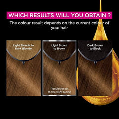 Garnier Olia Permanent Hair Dye, No Ammonia, Full Grey Coverage, Long-lasting Colour & Shine, Vegan Formula, Colour: 6.3 Golden Light Brown, 230g