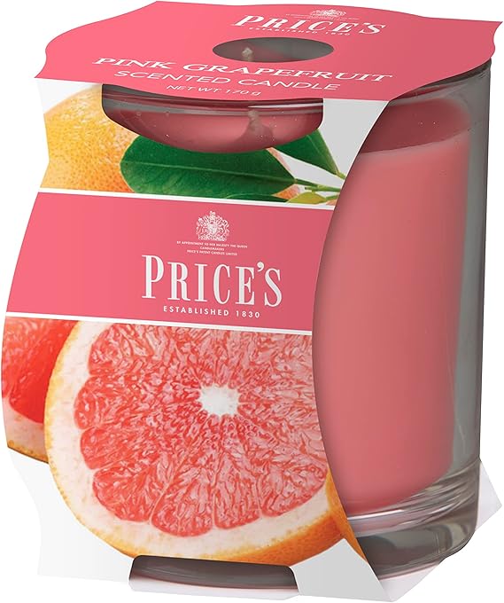 Price's - Pink Grapefruit Jar Candle - Citrus, Sweet, Quality Fragrance - Long Lasting Scent - Up to 45 Hour Burn Time [Energy Class A]