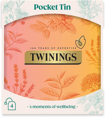 Twinings premium Pocket Tea Tin(Orange) – 4 Tea Envelopes | Stocking Filler, Secret Santa, Christmas Gifts & Travel-Size Ti